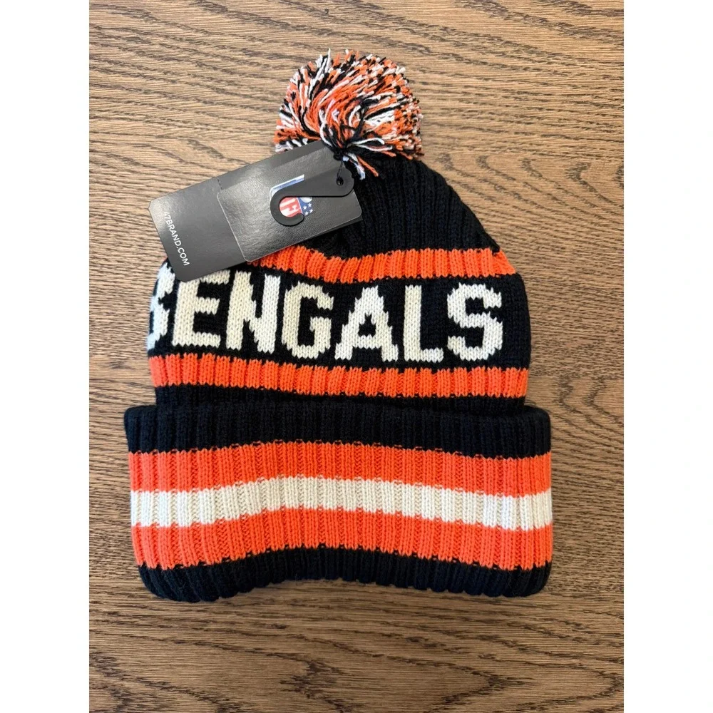 Cincinnati Bengals Bering 47 Brand Cuff Knit Beanie Hat Black Orange